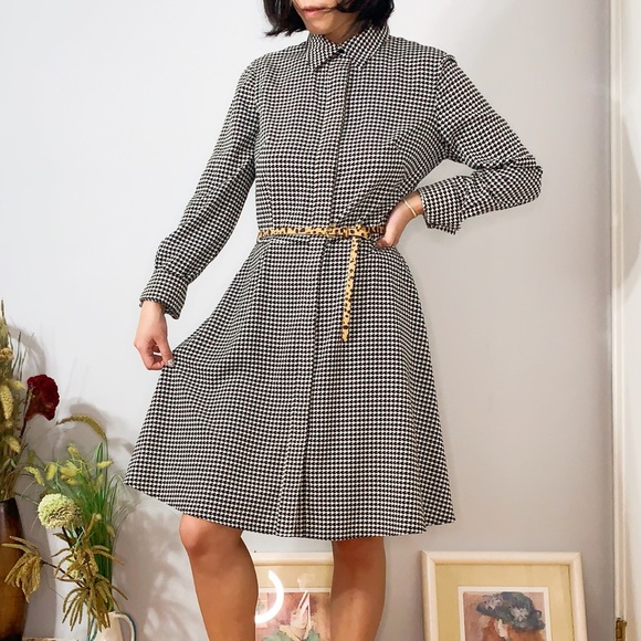 Ralph Lauren Houndstooth Dress with Collar Size 10 - Picture 4 of 5